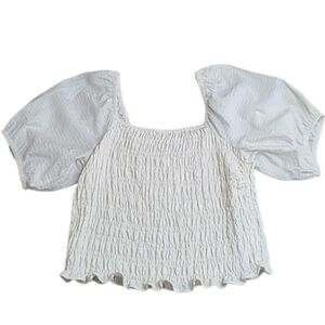Old Navy Cream Puff Sleeve Smocked Top